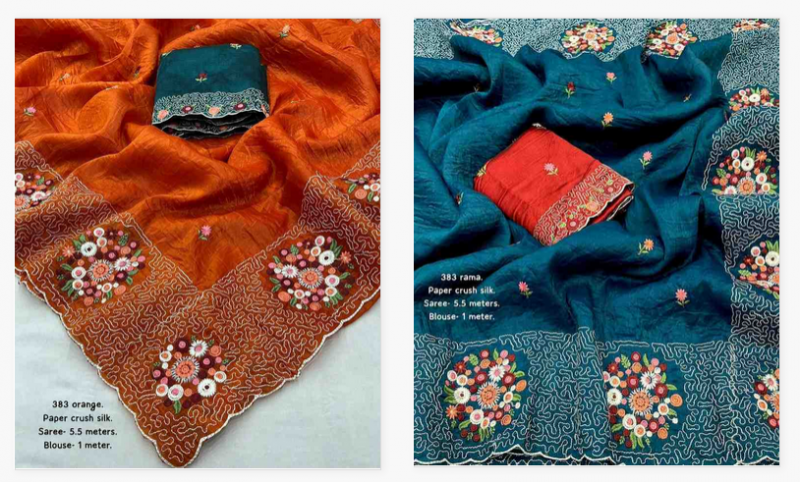 Kc 067 Festive Wear Embroidered Crush Silk Saree Wholesale Market Surat